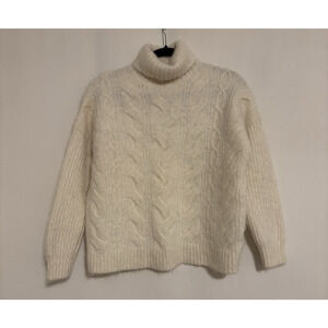 Outerknown Sweater Turtleneck Small Poly Aplaca Wool Cable Knit Fisherman